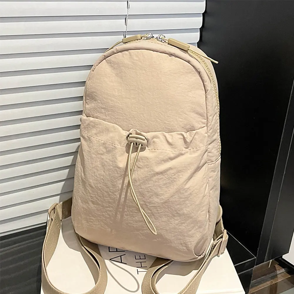 Solid Color Nylon Chest Bag Large Capacity Travel Shoulder Bags Versatile Multi-PocketsWomen Men Commuting Crossbody Packs