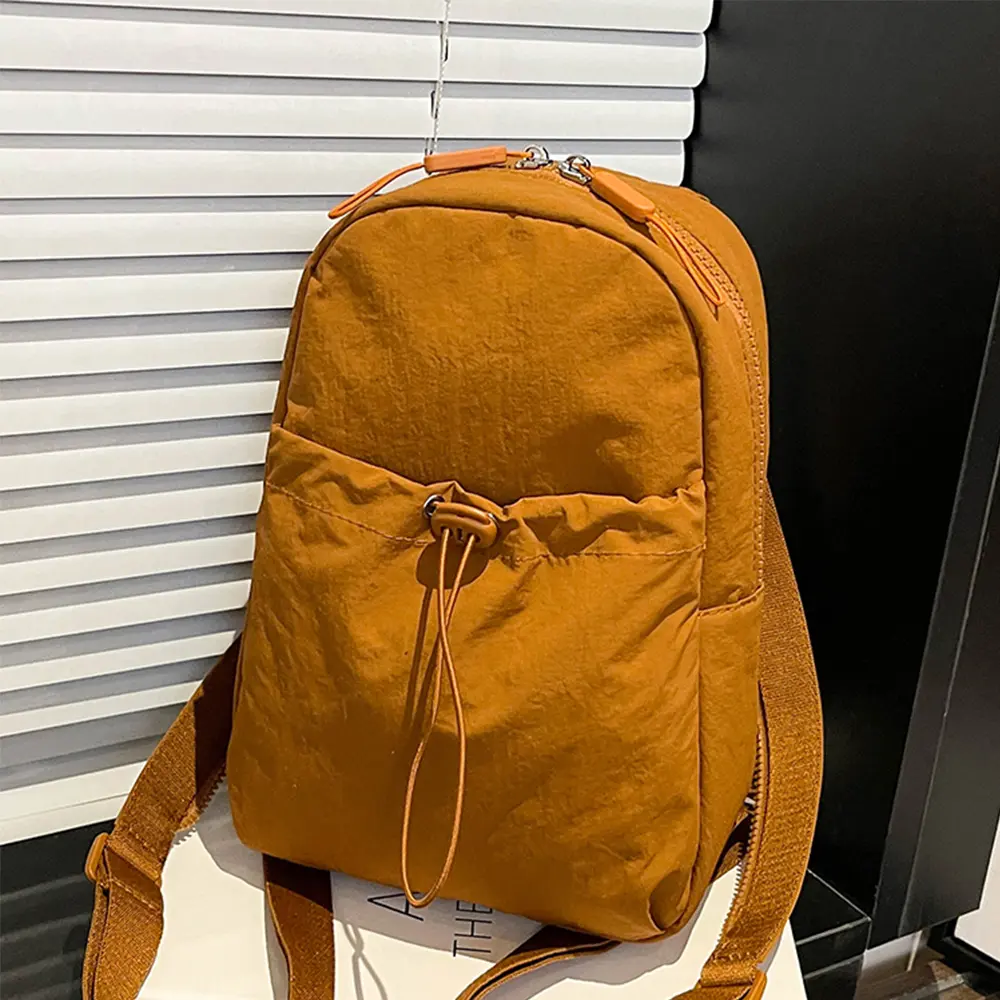 Solid Color Nylon Chest Bag Large Capacity Travel Shoulder Bags Versatile Multi-PocketsWomen Men Commuting Crossbody Packs
