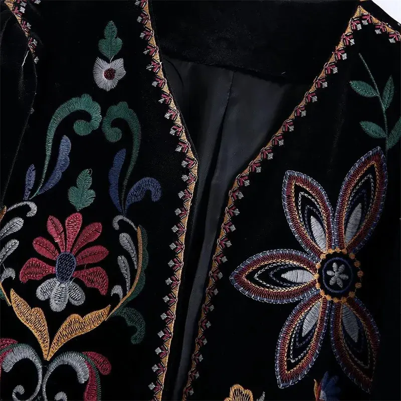 Winter Women's Clothing Embroidered Velvet Shirt Slims Smooths Your Silhouette Long Sleeve Cropped V-neck Women's Shirt