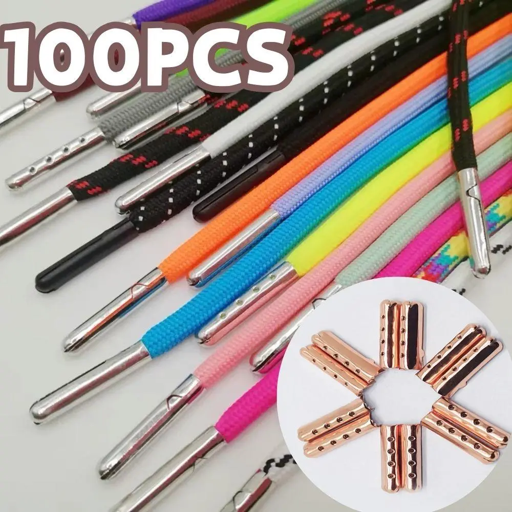 100PCS Rope Head Shoes Accessories Metal Shoelace Tips Boots Shoes Stylish Aglets Replacement Head For Shoestrings Bullet Aglets
