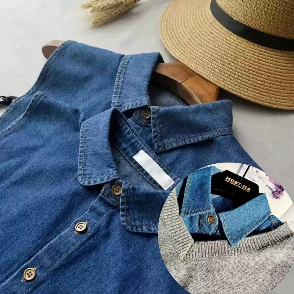 Fake Collar Blouse Women Ladies Denim False Collar Detachable Collars Professional Versatile Decor Half Shirt Style Fake Collar