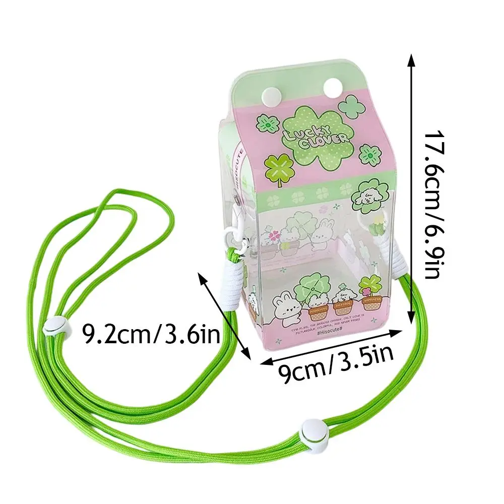 Cute Milk Carton Toy Bag Plush Dolls Candy Storage Pouch Hung Up Doll Protector Bag Baby Carrying Case With Lanyard PVC Doll Bag