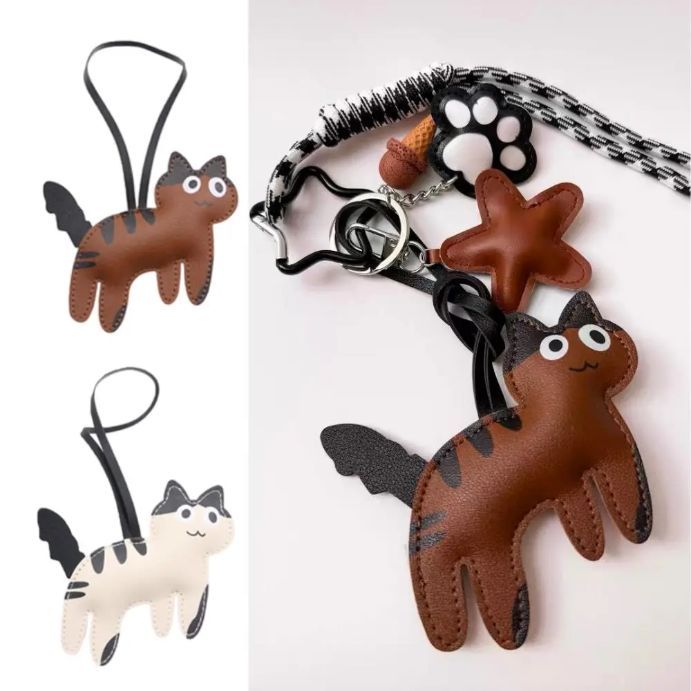 Y2k Cat Keyring Hanging Ornament Women Bag Phone Pendant Car Key Ring Gift Women's Leather Charm Bag Charms Cute Bag Accessories