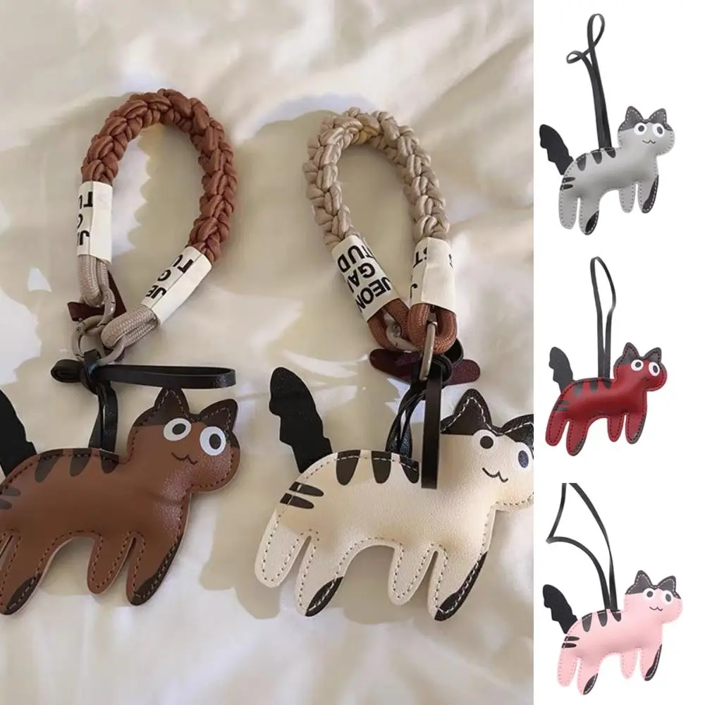 Y2k Cat Keyring Hanging Ornament Women Bag Phone Pendant Car Key Ring Gift Women's Leather Charm Bag Charms Cute Bag Accessories