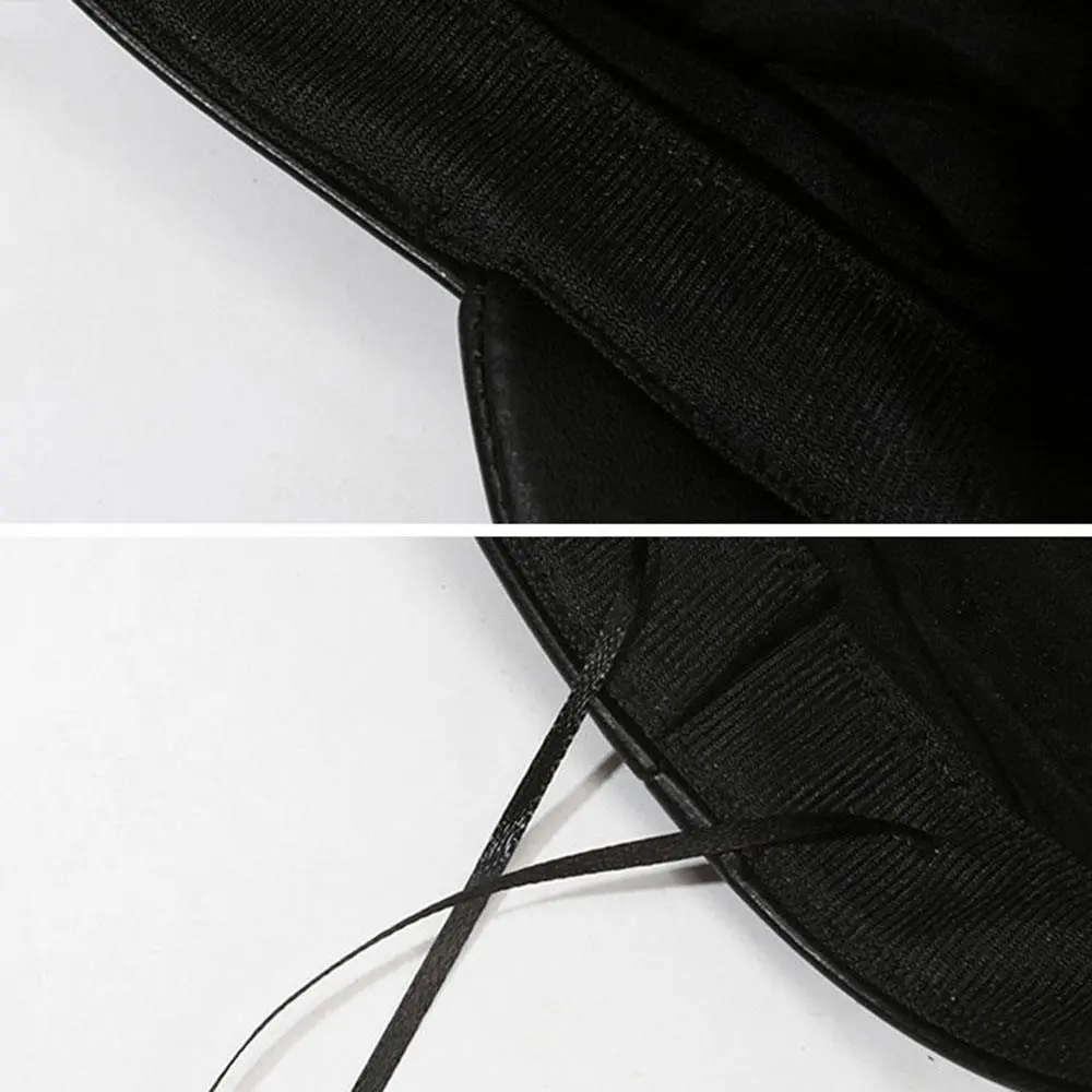 NEW Fashion Women Black Leather Hat Biker NewsBoy Hip Pop Cap Women Unisex Beret Captain Sailor Visor Hat Newsboy Cap Fashion