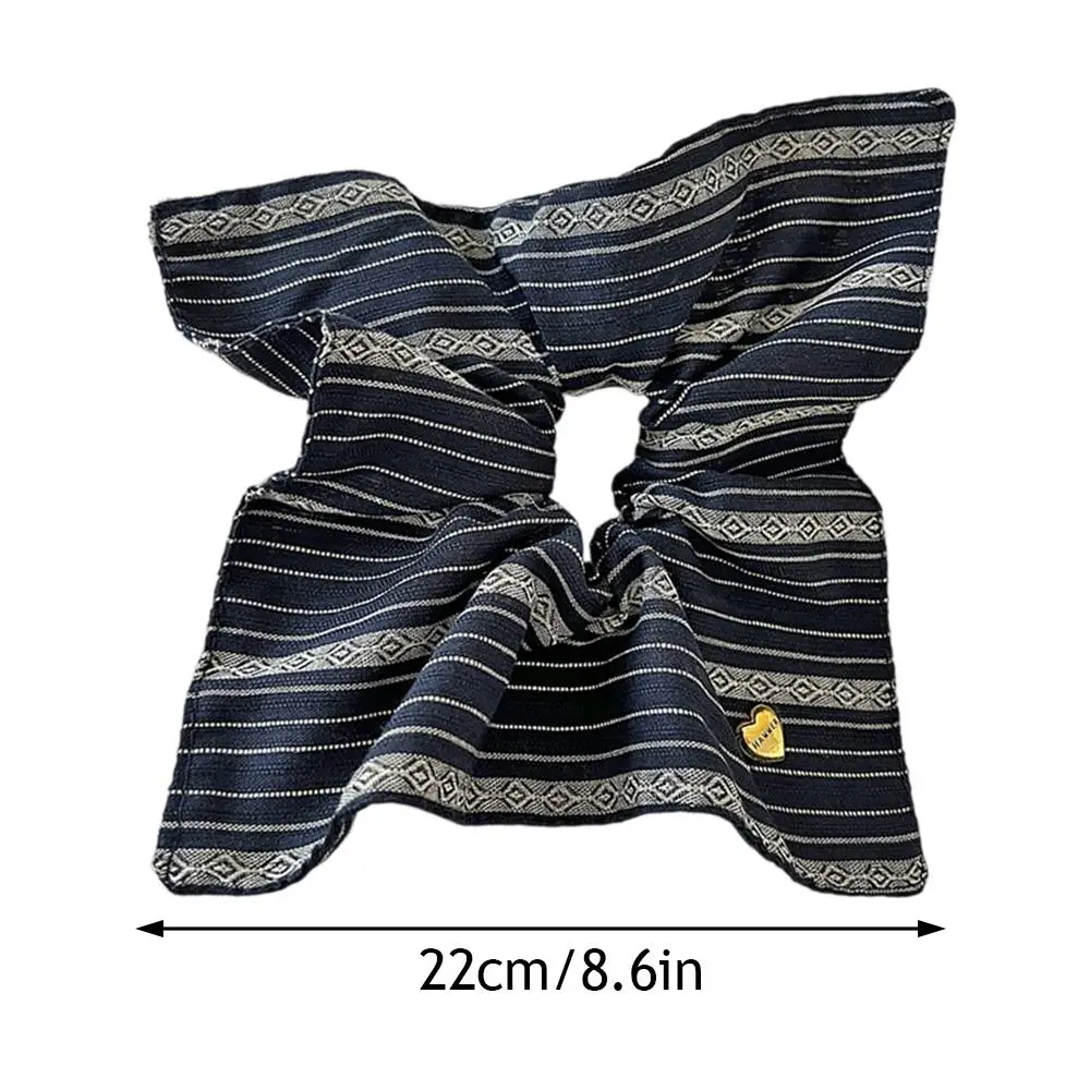 Fabric Striped Square Kerchief Scrunchies Hair Rope Elastic Hair Band Square Headrope Intestine Band Temperament Hair Ties 2PCS