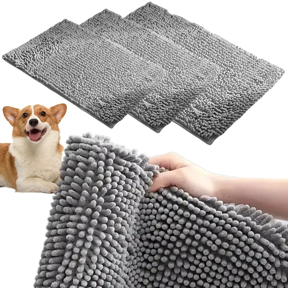 Dog Door Mat for Muddy Paws Absorbs Moisture and Dirt Mud Mat for Dogs Washable Entry Indoor Door Mat Quick Dry Pet Rug Chenille