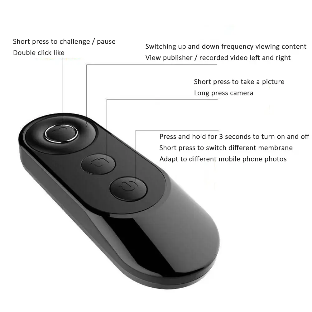 Bluetooth-Compatible Remote Control Button Wireless Controller Self-Timer Selfie for Configuration Photo Studio Use