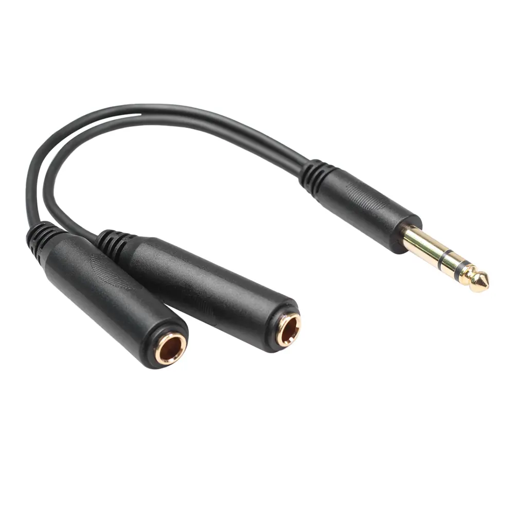 Audio Cable Female Adapter 1/4 6.35 mm Male to Dual Cord 1/4 6.35 mm Microphone Mixer Splitter Stereo Audio Cable