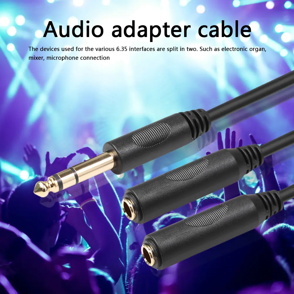 Audio Cable Female Adapter 1/4 6.35 mm Male to Dual Cord 1/4 6.35 mm Microphone Mixer Splitter Stereo Audio Cable