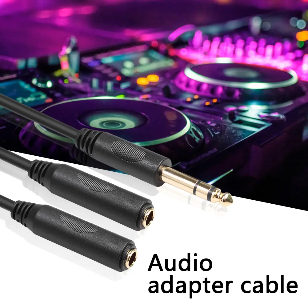 Audio Cable Female Adapter 1/4 6.35 mm Male to Dual Cord 1/4 6.35 mm Microphone Mixer Splitter Stereo Audio Cable