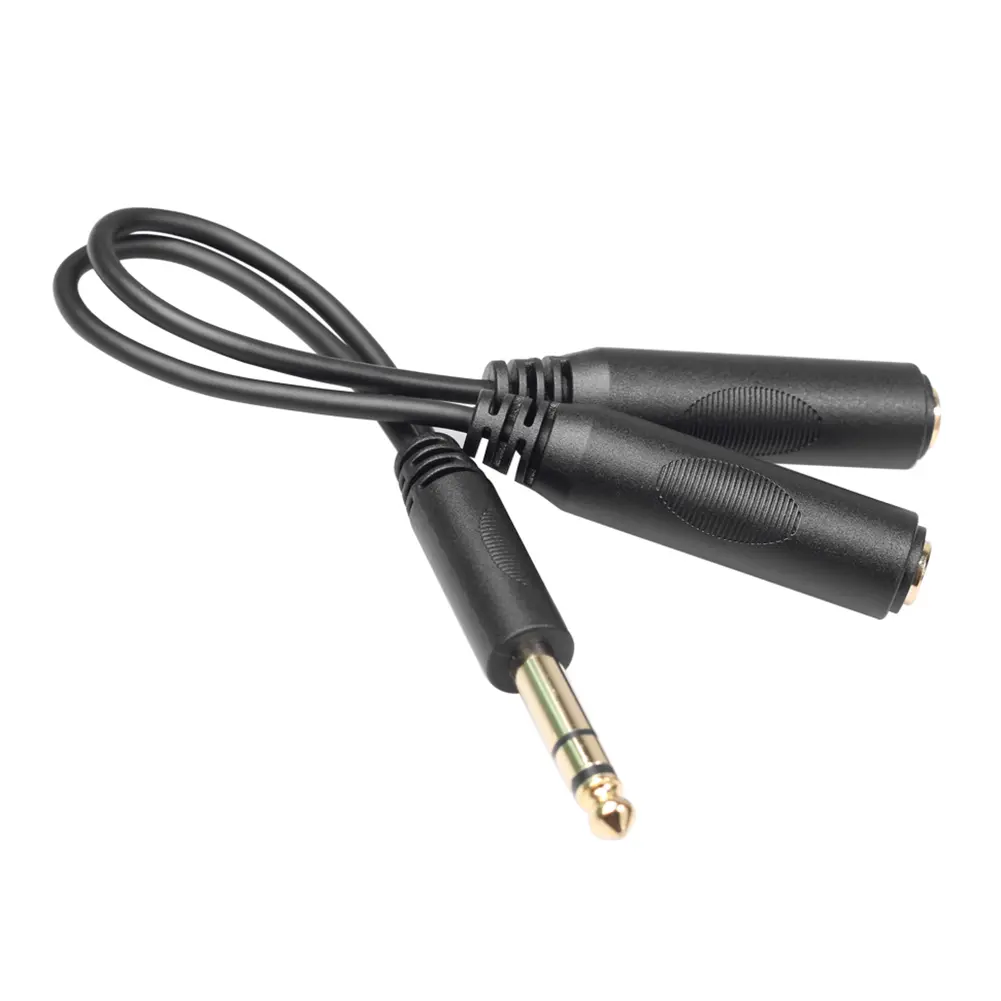 Audio Cable Female Adapter 1/4 6.35 mm Male to Dual Cord 1/4 6.35 mm Microphone Mixer Splitter Stereo Audio Cable
