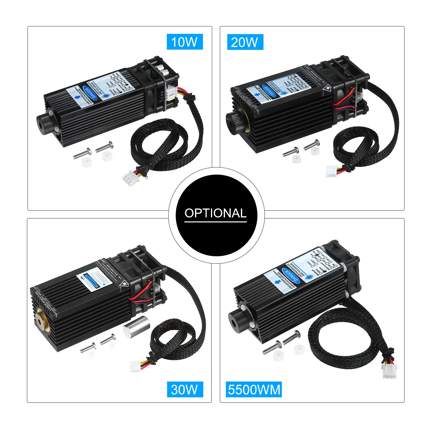 5500mW/10W/30W Laser Module Laser Head 450nm Blue Lase for 3D Printer CNC Mill Engraving Machine Wood Marking Cutting Tools