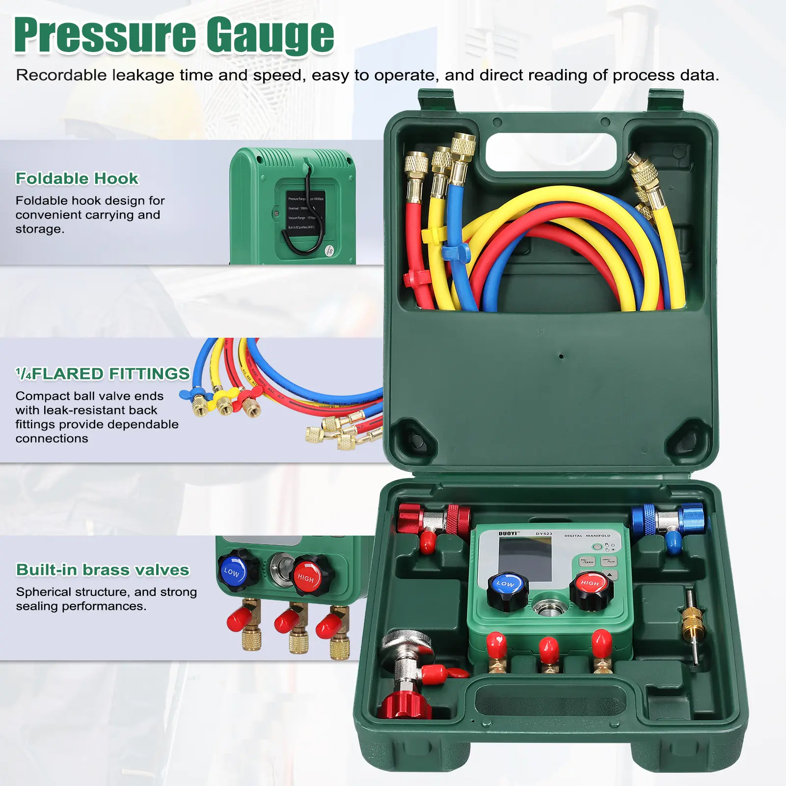 Digital Manifold Gauge Electronic Air Conditioning Refrigerant Fluoride Meter Vacuum Pressure Gauge Repairing Vacuum Meter