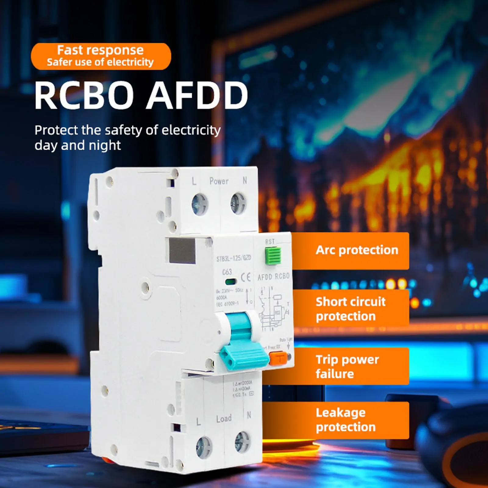 Arc Fault Circuit Breaker 1P+N AFDD RCBO RCCB Miniature Circuit Breaker Overload Leakage Arc Fault Protector Arc Fault Protector