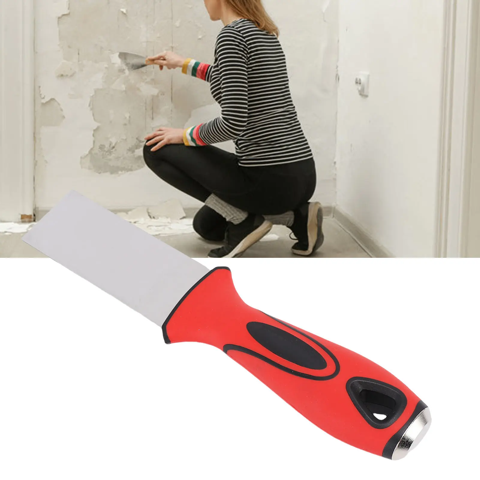 Paint Scraper Tool 1.5 Inch Double Color Handle Stainless Steel  Putty Scraper Tool Stainless Steel Paint Scraper