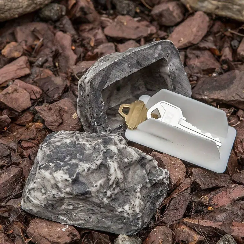 Stone Key Box Simulation Stone Outdoor Courtyard Hidden Door Key Box  Small Stone Resin Stone Shape Hidden Home Accessories