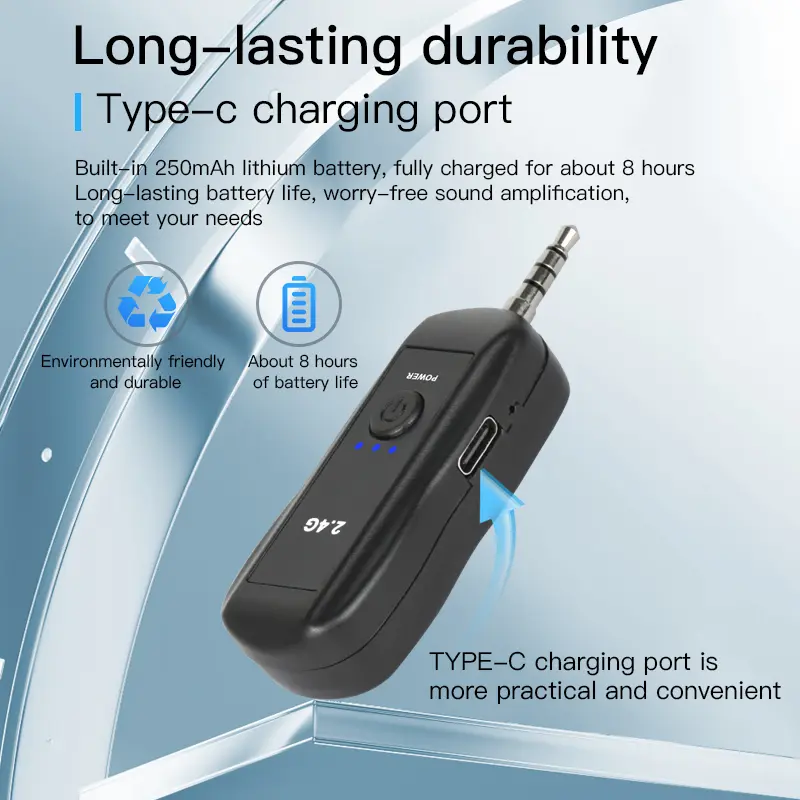2.4G Head-mounted Microphone Wireless Lavalier Microphone Set  with Receiver for Amplifier Voice Speaker Teaching Tour Guide
