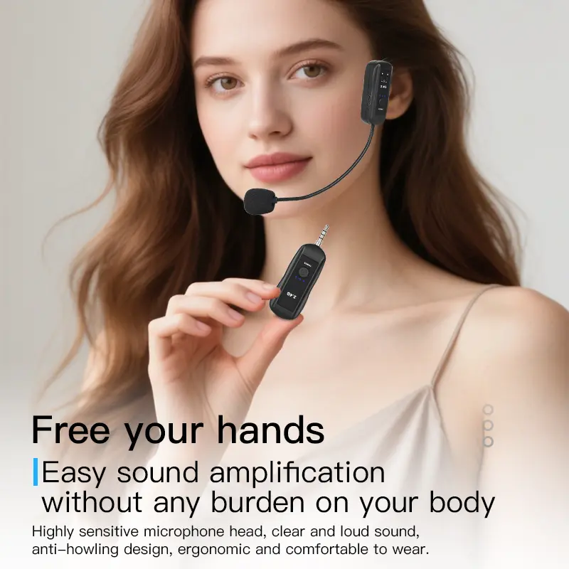 2.4G Head-mounted Microphone Wireless Lavalier Microphone Set  with Receiver for Amplifier Voice Speaker Teaching Tour Guide