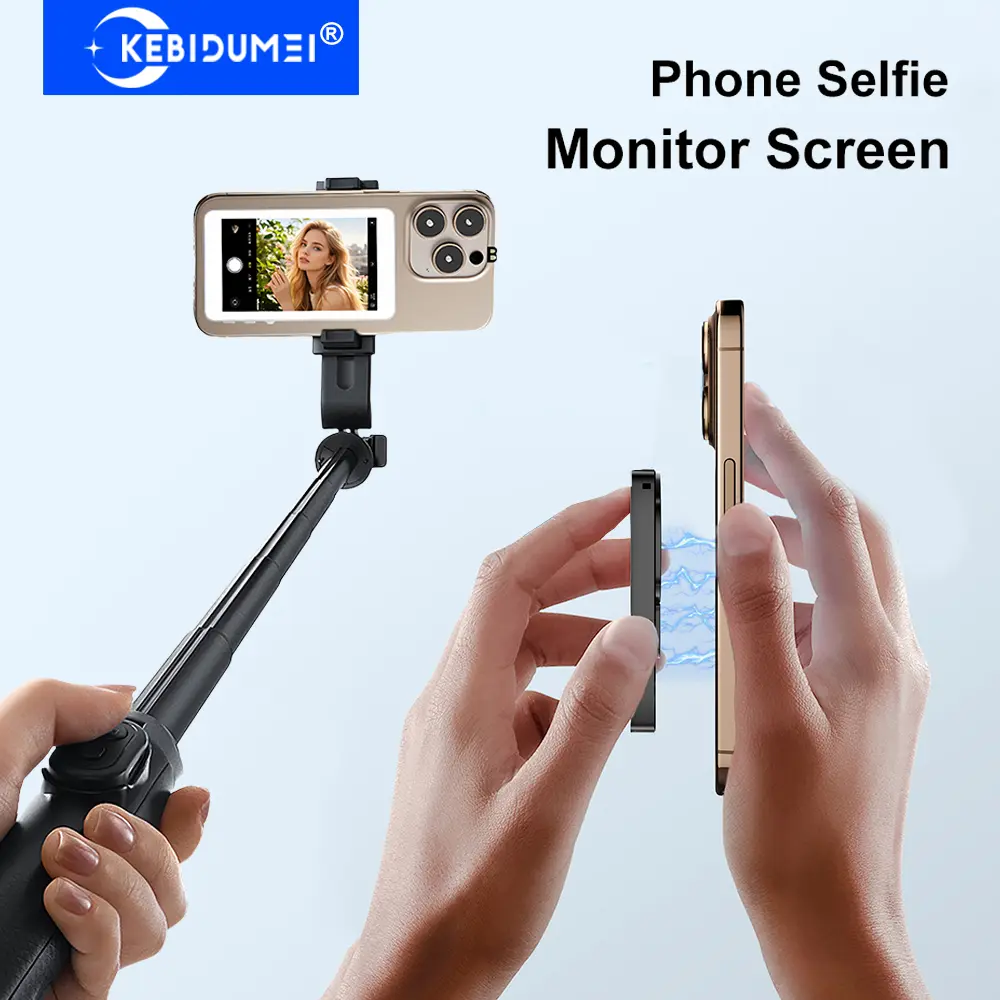 Magnetic Phone Vlog Selfie Monitor Screen Phone Rear Camera Self-Timer For Live Streaming Video Recording for iPhone Android