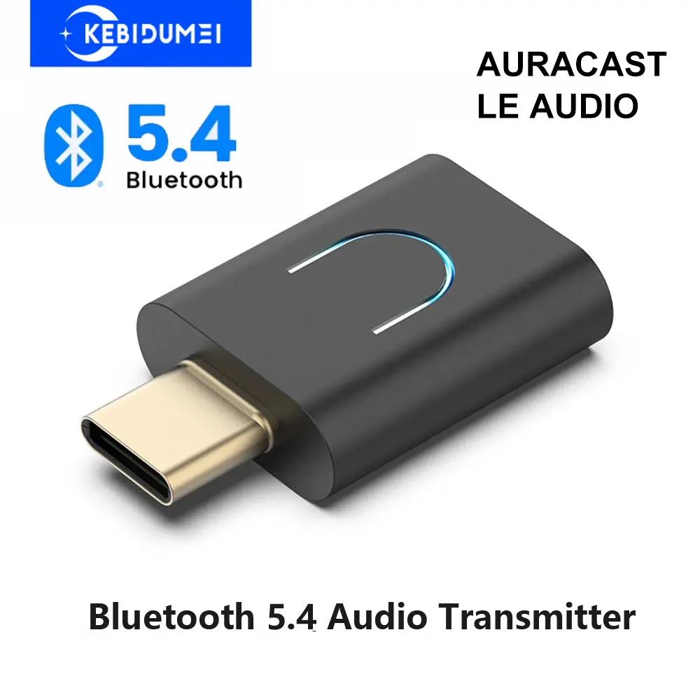 TYPE-C Bluetooth 5.4 Transmitter Bluetooth Audio Adapter Support AURACAST LE AUDIO/LC3/APTX for Headphone Speaker Mouse Keyboard