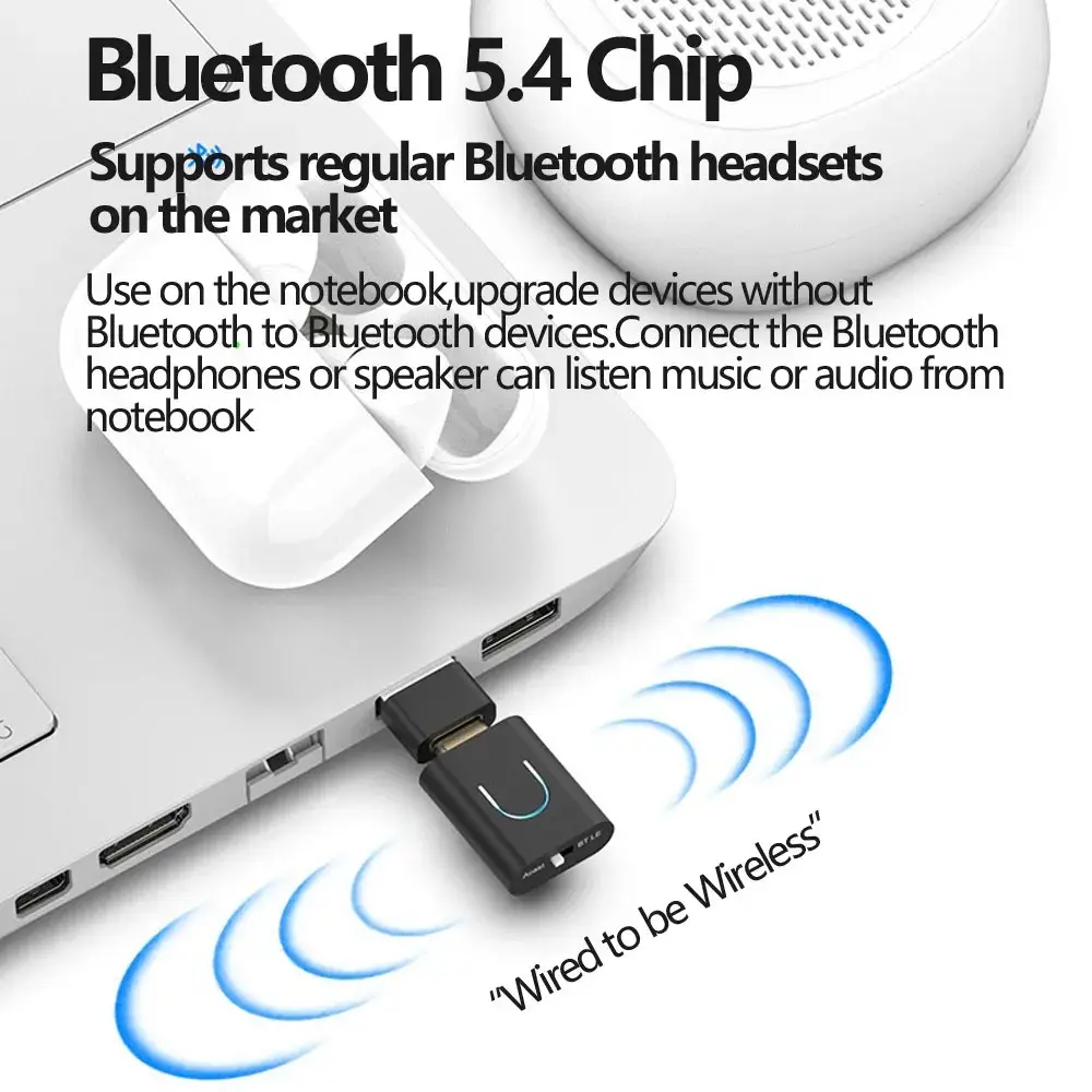 TYPE-C Bluetooth 5.4 Transmitter Bluetooth Audio Adapter Support AURACAST LE AUDIO/LC3/APTX for Headphone Speaker Mouse Keyboard