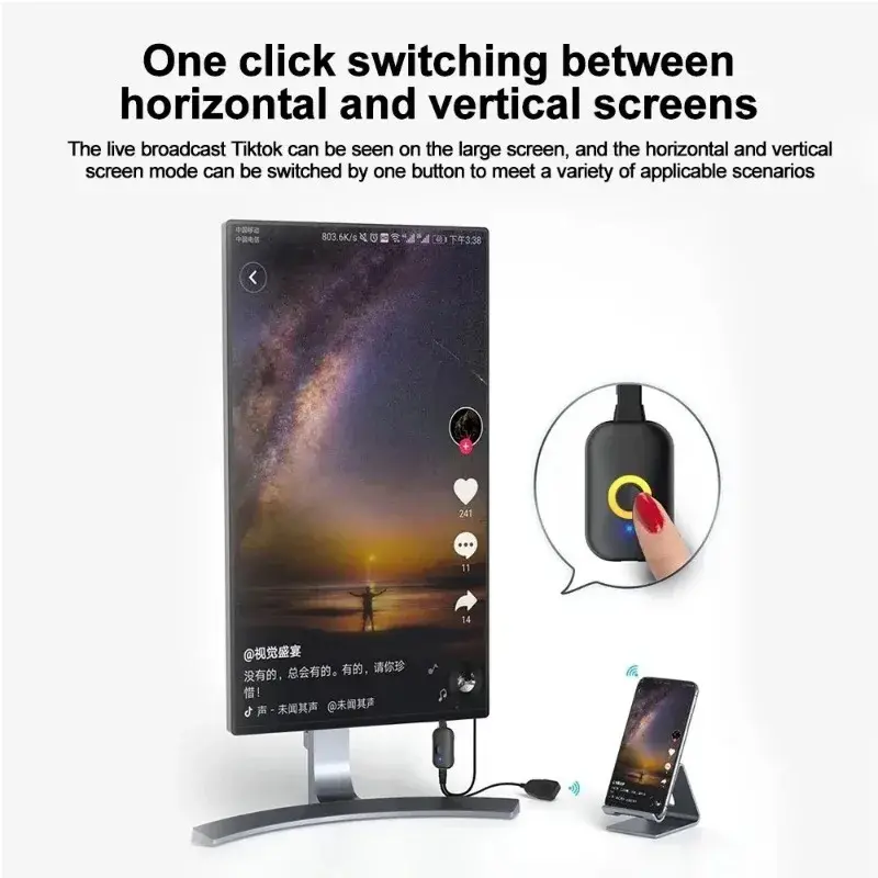 Wireless Screen Miracast TV Dongle Wifi Wireless TV Stick Supoort HDMI-Compatible 4K HD Mirror Screen Display Adapter For IOS
