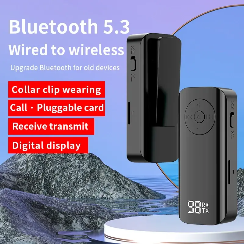 Car Bluetooth 5.3 Audio Transmitter Receiver 3.5mm Jack Wired To Wireless PC Headphone Stereo Wireless Adapter For TV Aircraft