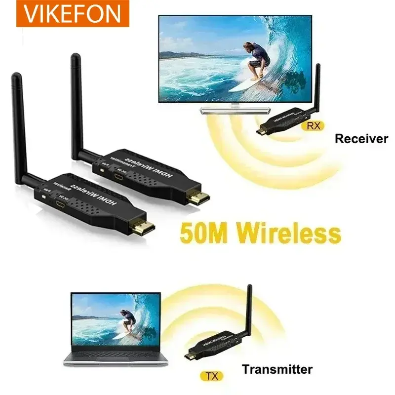 50M 5G 1080P HDMI-Compatible Wireless Audio Video Transmitter Receiver Extender for PS4 Camera Laptop PC to TV Monitor Projector