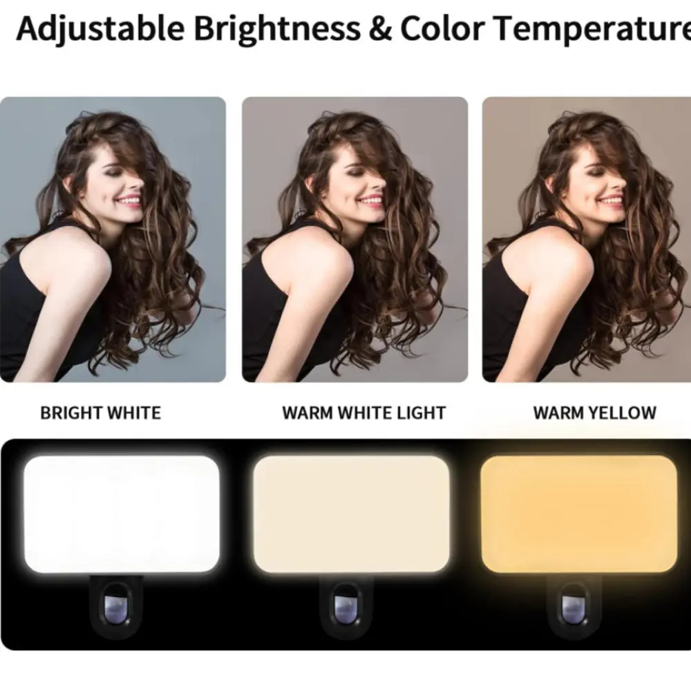 Pocket LED 3 Color Selfie Light Adjustable Brightness LED Light Photo Photography Lamp For Mobile Phone Computers