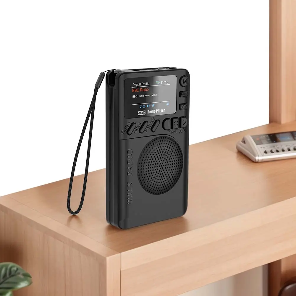 Mini DAB FM Digital Radio with Headphone Jack Color Screen Pocket Radio Rechargeable MP3 Playback Speaker for Jogging