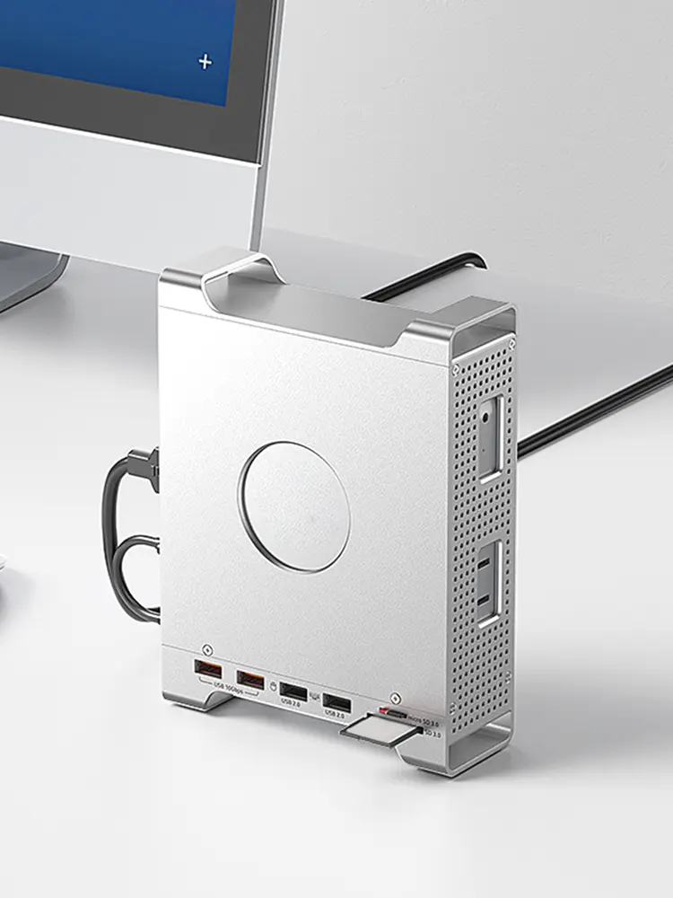 Docking Station with M.2 NVMe SSD Enclosure USB Hub with USB 3.2 10Gbps USB 2.0 SD/TF Slots for Mac Mini M4