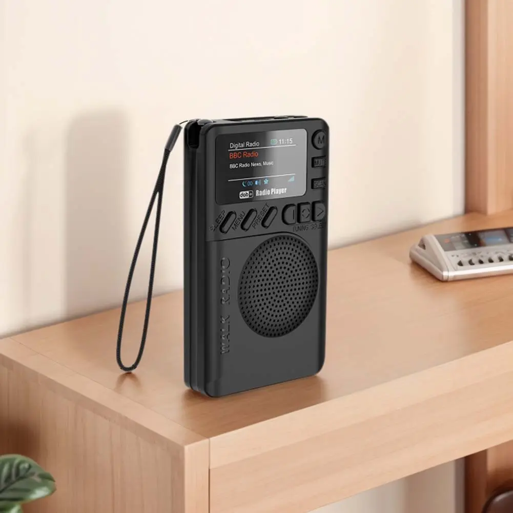 Mini DAB FM Digital Radio with Headphone Jack Color Screen Pocket Radio Rechargeable MP3 Playback Speaker for Jogging