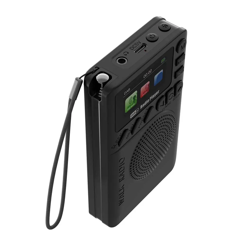 Mini DAB FM Digital Radio with Headphone Jack Color Screen Pocket Radio Rechargeable MP3 Playback Speaker for Jogging