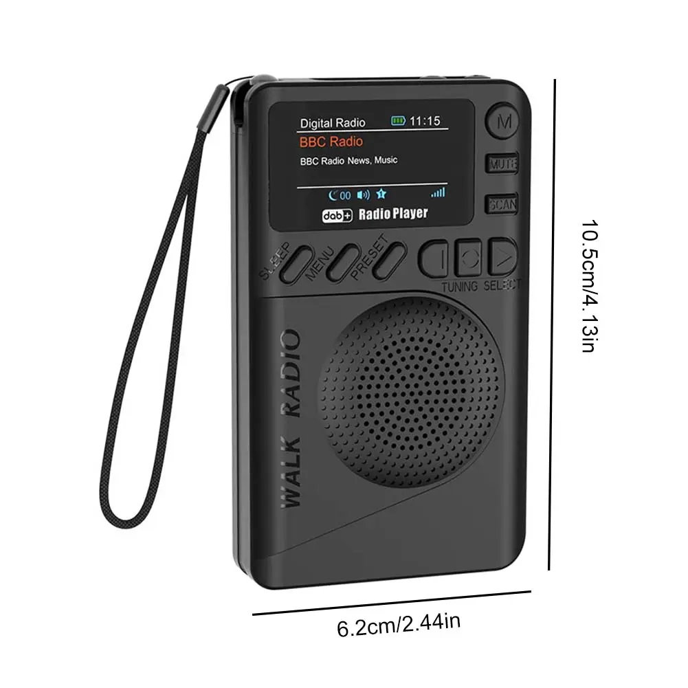 Mini DAB FM Digital Radio with Headphone Jack Color Screen Pocket Radio Rechargeable MP3 Playback Speaker for Jogging