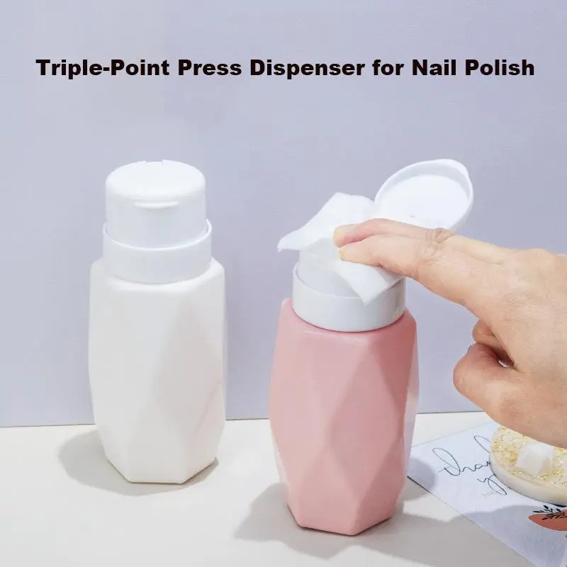 Nail Polish Press Bottle Cleaning Water Remover Rotating Lock Press Bottle Reusable Empty Bottle Portable Cleaner Manicure Salon