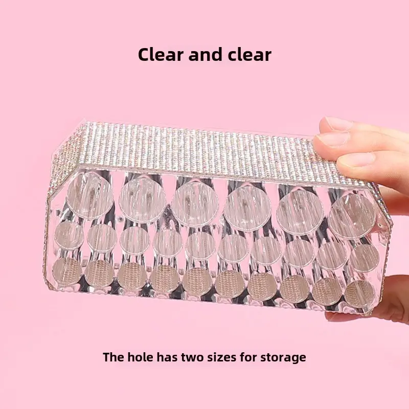Diamond Acrylic 26 Hole Cosmetic Pencil Holder Large Hole Eyebrow Eyeliner Organizer Transparent Makeup Display Stand
