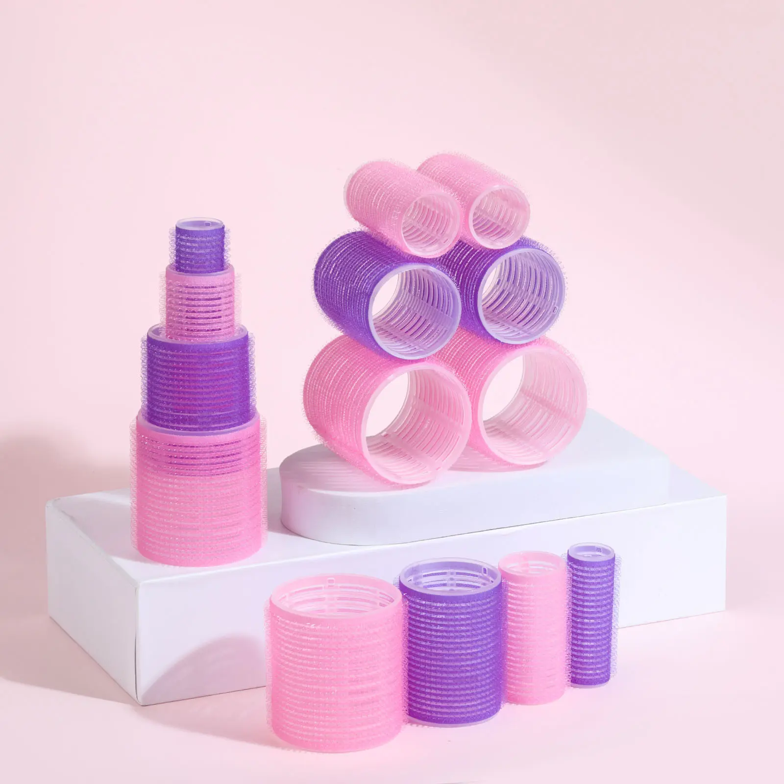 28pcs/Set Hair Roller Sets 18pcs Plastic Self Grip Hair Curlers 3 Sizes Hair Rollers 10pcs Metal Clips DIY Hairdressing Tools