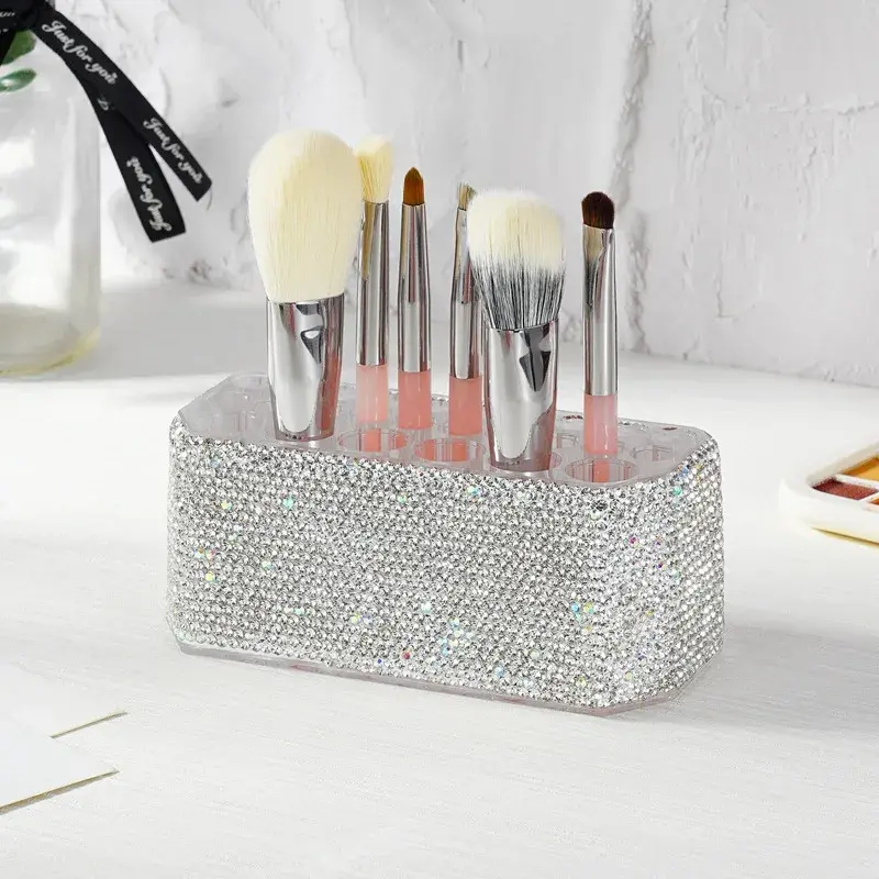 Diamond Acrylic 26 Hole Cosmetic Pencil Holder Large Hole Eyebrow Eyeliner Organizer Transparent Makeup Display Stand