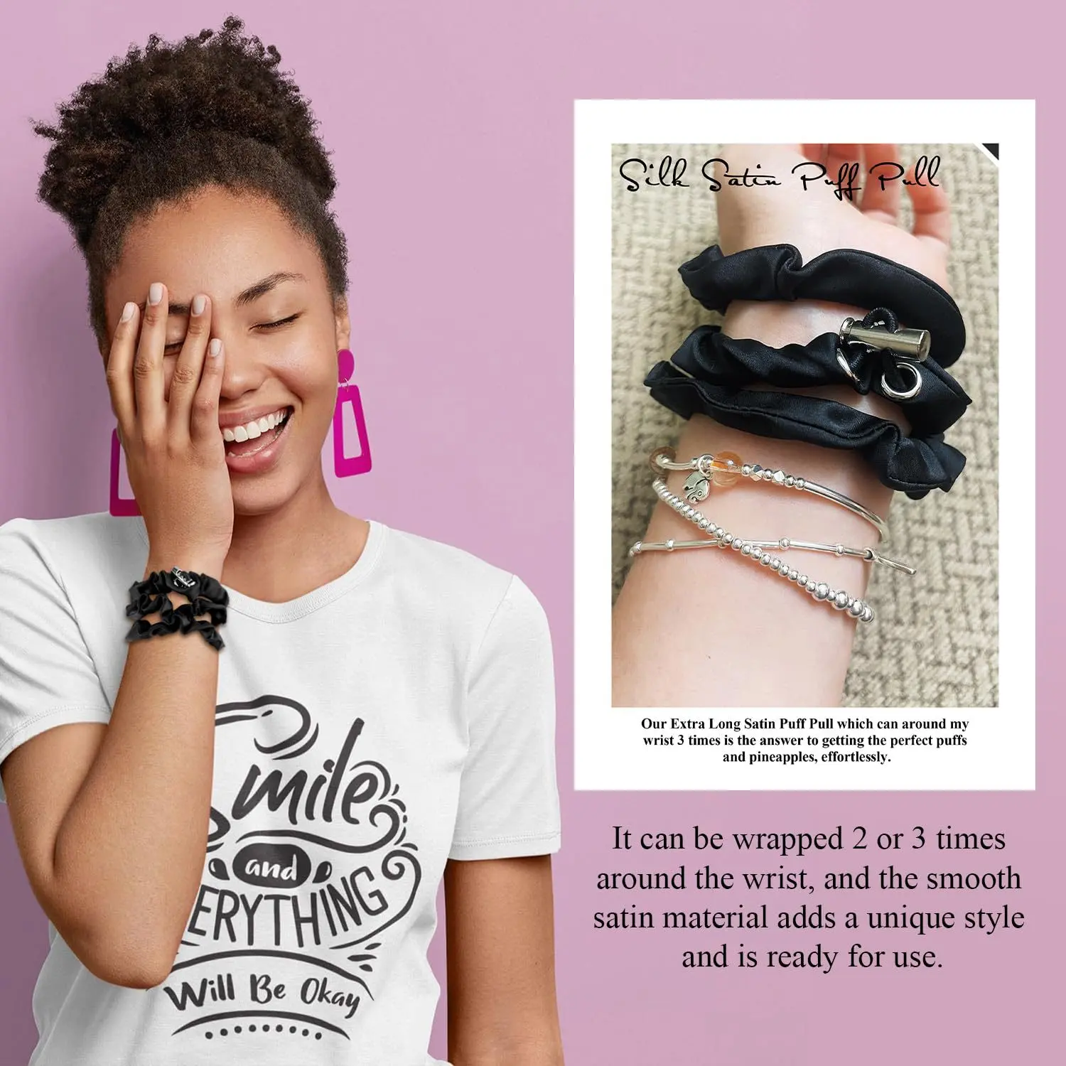 Adjustable Headband Durable High Elasticity Hair Tie DIY Hair Rope No Hurt Hair Simulation Silk Band Soft Comfortable