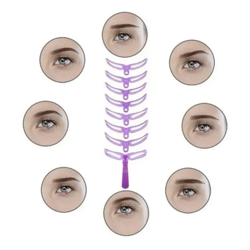 8 in 1 Reusable Eyebrow Stencil Beauty Makeup Brow Stamp Template Eyebrows Shape Set Eye Brow Makeup Tools