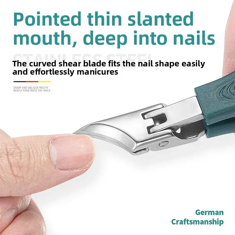 25° Slant Edge Nail Clipper Set Anti-Splash Eagle Beak Design Professional Pedicure Thick Ingrown Toenail Tools Stainless Steel