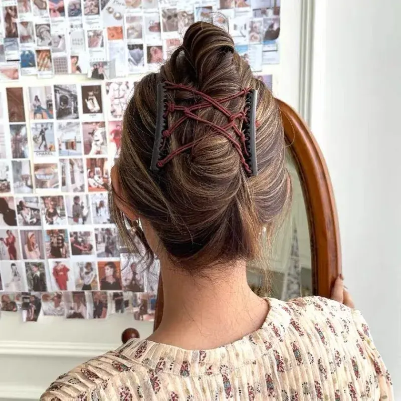 1pc Fashion Hair Comb Claw Clip Lazy Styling Double Bands Ponytail Accessories Flexible Stretchable Insert Combs Hairpins