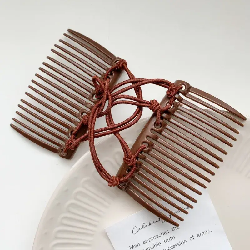 1pc Fashion Hair Comb Claw Clip Lazy Styling Double Bands Ponytail Accessories Flexible Stretchable Insert Combs Hairpins