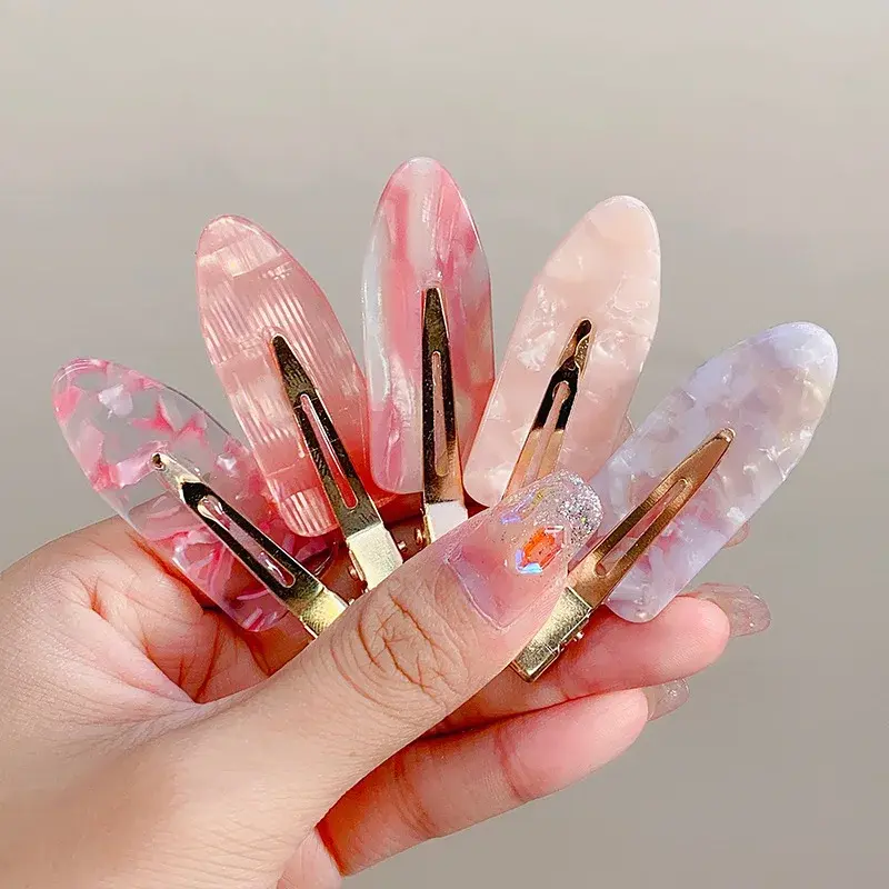 2/4pcs Simple Sakura Pink Seamless Hair Clip Women Acetate Sheet No Bend Bangs Clip Duckbill Clip Hairpins Hair Styling Tool