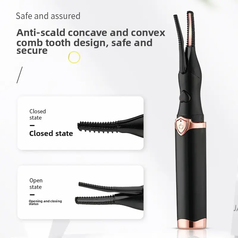 1pc Portable Heated Eyelash Curler USB Rechargeable 3 Temp Modes 2 Heat Settings Quick Natural Curling Long Lasting Beauty Tool