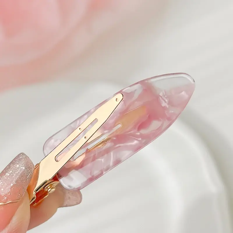 2/4pcs Simple Sakura Pink Seamless Hair Clip Women Acetate Sheet No Bend Bangs Clip Duckbill Clip Hairpins Hair Styling Tool