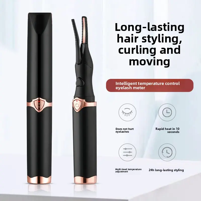1pc Portable Heated Eyelash Curler USB Rechargeable 3 Temp Modes 2 Heat Settings Quick Natural Curling Long Lasting Beauty Tool