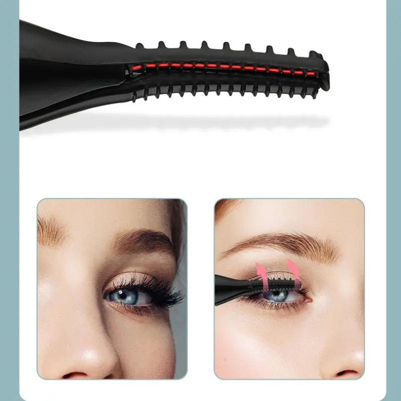 1pc Portable Heated Eyelash Curler USB Rechargeable 3 Temp Modes 2 Heat Settings Quick Natural Curling Long Lasting Beauty Tool