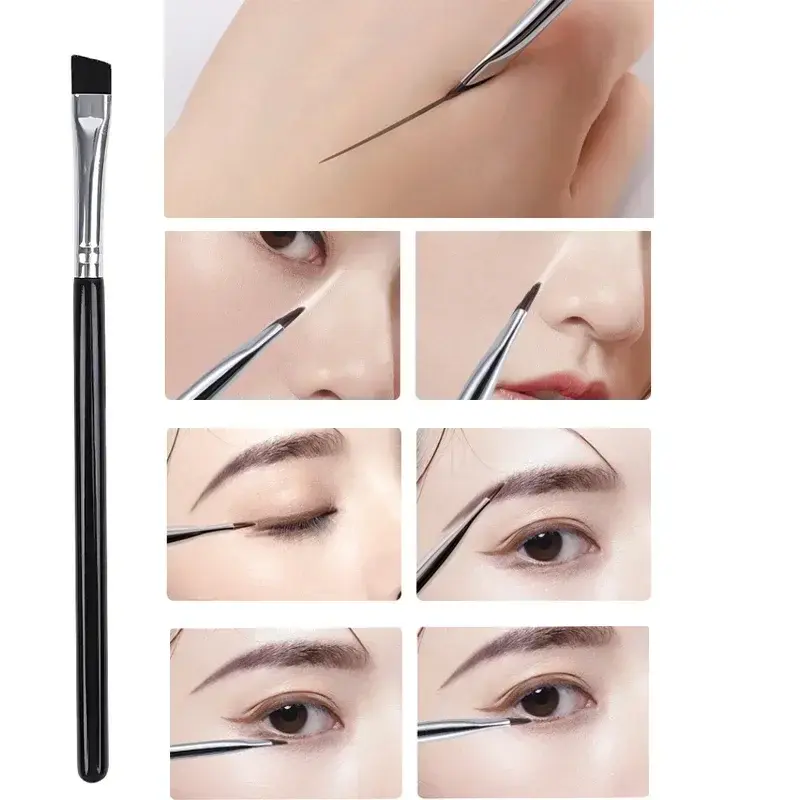Bent Liner Makeup Brush Angled Eyeliner Brush Fine Tip Eye Contour Brush Eyeshadow Eyebrow Brush Professional Makeup Tool
